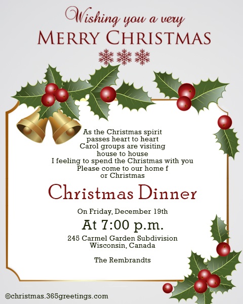 Christmas Dinner Invitations Sample 2